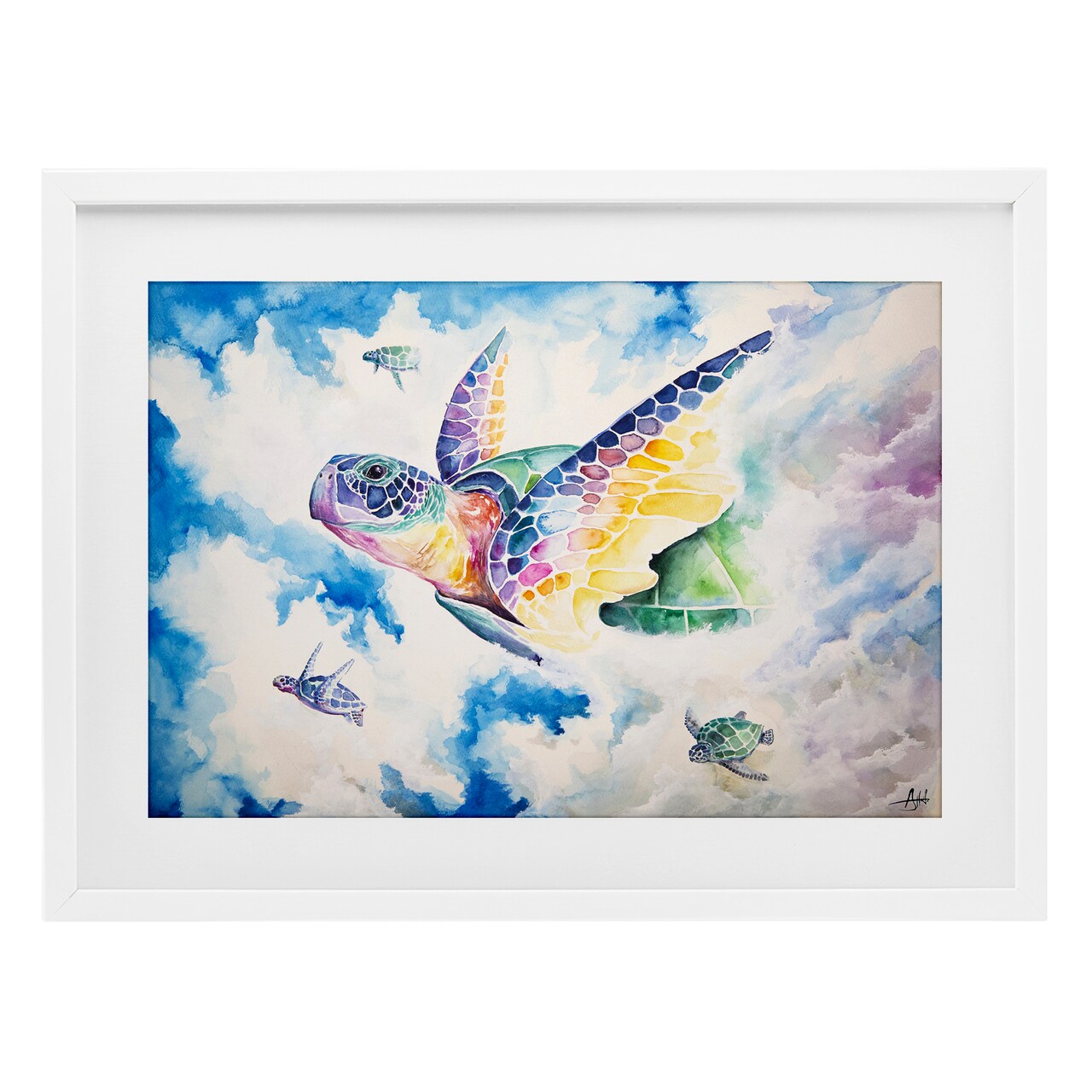 Stupell Industries Skyward Sea Turtles Framed Print Under Glass, design by Marc Allante